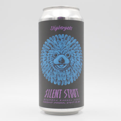 This is a can of Stigbergets - Silent Stout - 13.5% (440ml). It is a Imperial Stout / Porter craft beer available to buy from Ghost Whale, voted London's best craft beer shop.