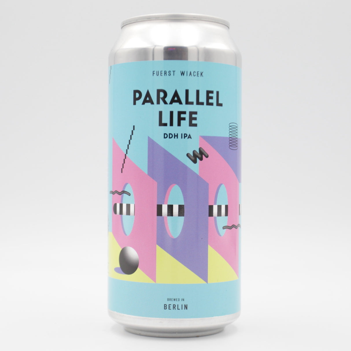 This is a can of Fuerst Wiacek / SOMA - Parallel Life - 6.8% (440ml). It is a IPA craft beer available to buy from Ghost Whale, voted London's best craft beer shop.
