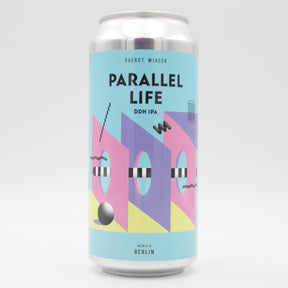This is a can of Fuerst Wiacek / SOMA - Parallel Life - 6.8% (440ml). It is a IPA craft beer available to buy from Ghost Whale, voted London's best craft beer shop.