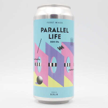 This is a can of Fuerst Wiacek / SOMA - Parallel Life - 6.8% (440ml). It is a IPA craft beer available to buy from Ghost Whale, voted London's best craft beer shop.