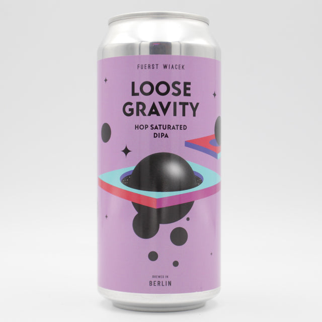 This is a can of Fuerst Wiacek / Azvex - Loose Gravity - 8% (440ml). It is a Double IPA craft beer available to buy from Ghost Whale, voted London's best craft beer shop.
