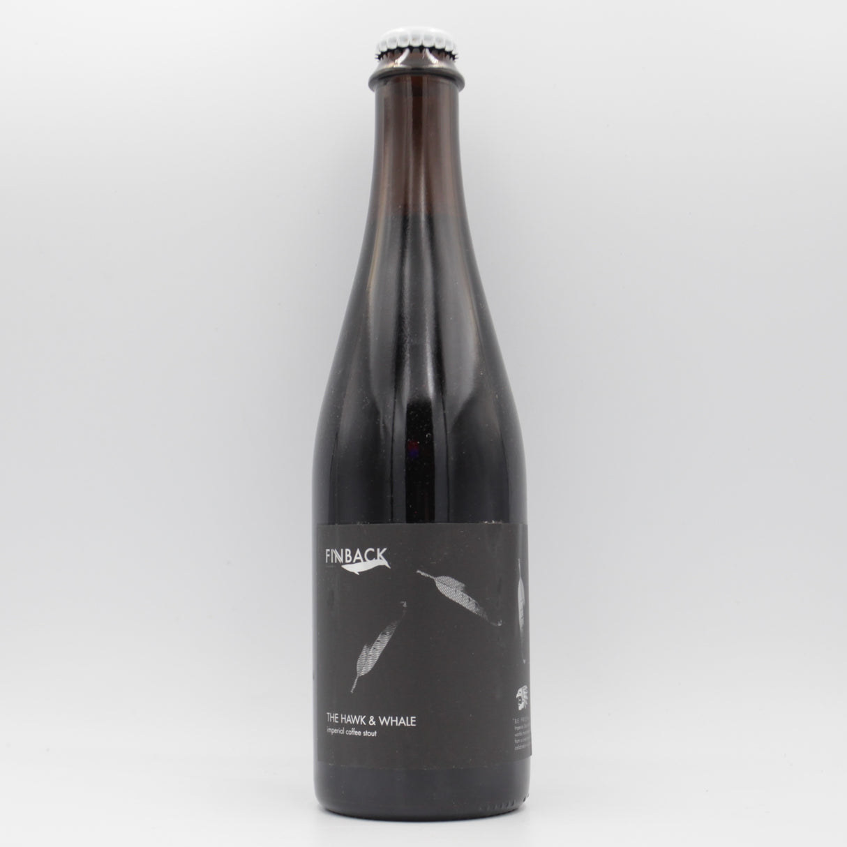This is a bottle of Finback / Horus - The Hawk And The Whale - 12% (500ml). It is a Imperial Stout / Porter craft beer available to buy from Ghost Whale, voted London's best craft beer shop.