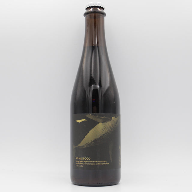 This is a bottle of Finback - Whale Food - 12.8% (500ml). It is a Imperial Stout / Porter craft beer available to buy from Ghost Whale, voted London's best craft beer shop.