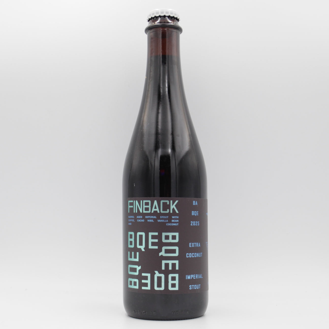 This is a bottle of Finback / North Park - BQE - 2025 Extra Coconut - 12.8% (500ml). It is a Imperial Stout / Porter craft beer available to buy from Ghost Whale, voted London's best craft beer shop.