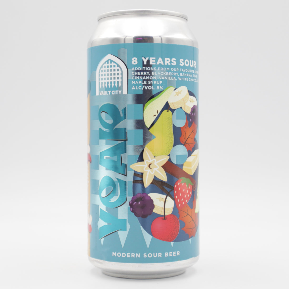 This is a can of Vault City - 8 Years Sour - 8% (440ml). It is a Sour craft beer available to buy from Ghost Whale, voted London's best craft beer shop.