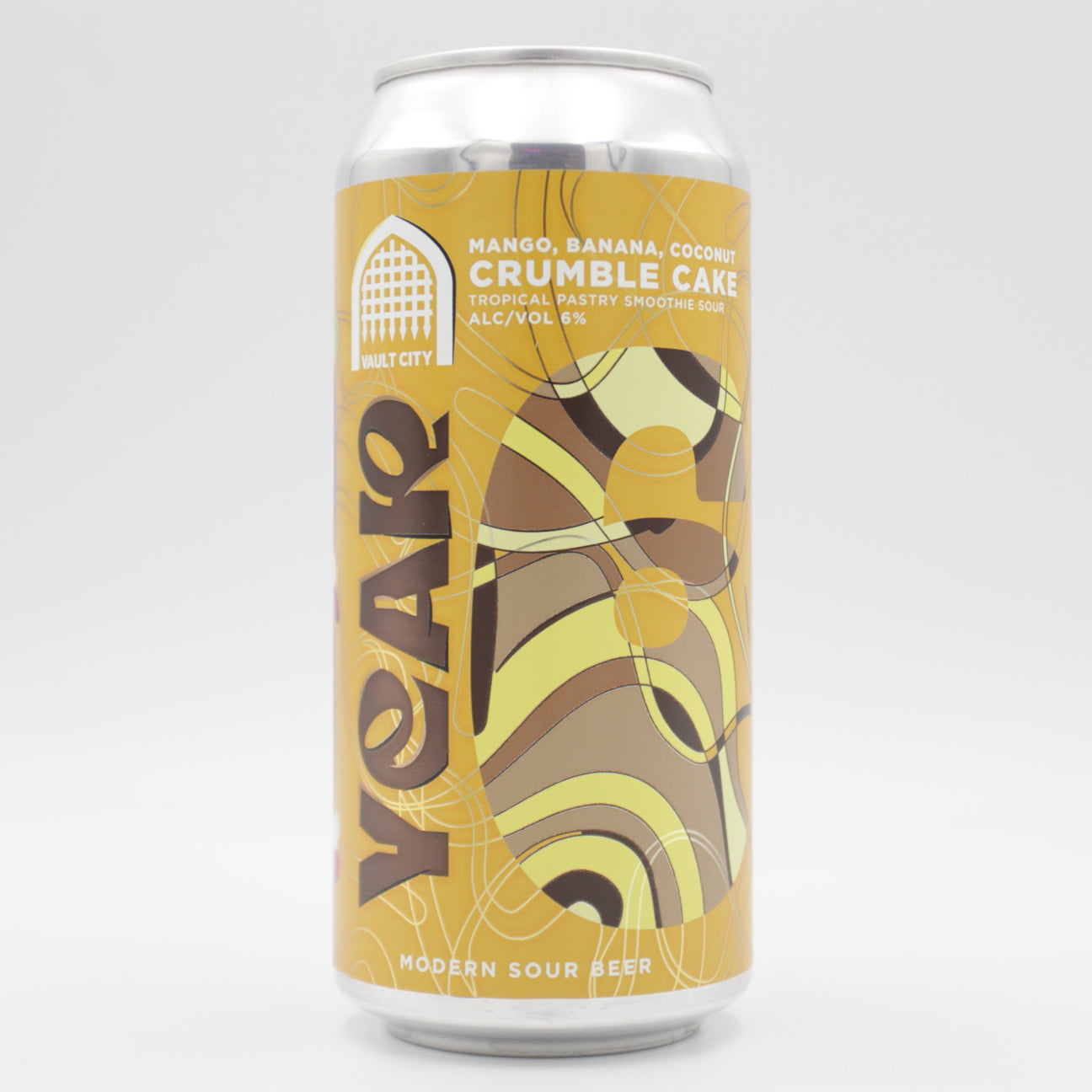 This is a can of Vault City - Year 6: Mango Banana Coconut Crumble Cake - 6% (440ml). It is a Sour craft beer available to buy from Ghost Whale, voted London's best craft beer shop.