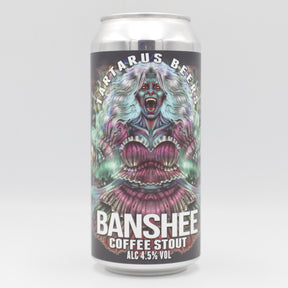 This is a can of Tartarus - Banshee - 4.5% (440ml). It is a Stout / Porter craft beer available to buy from Ghost Whale, voted London's best craft beer shop.