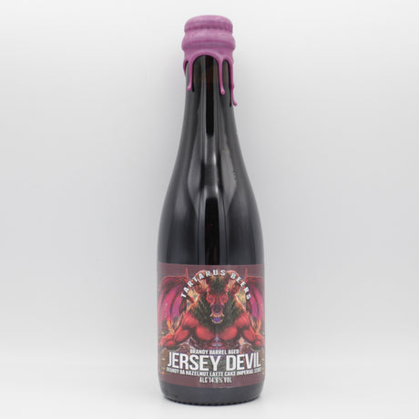 This is a bottle of Tartarus - Brandy Jersey Devil - 14.6% (375ml). It is a Imperial Stout / Porter craft beer available to buy from Ghost Whale, voted London's best craft beer shop.