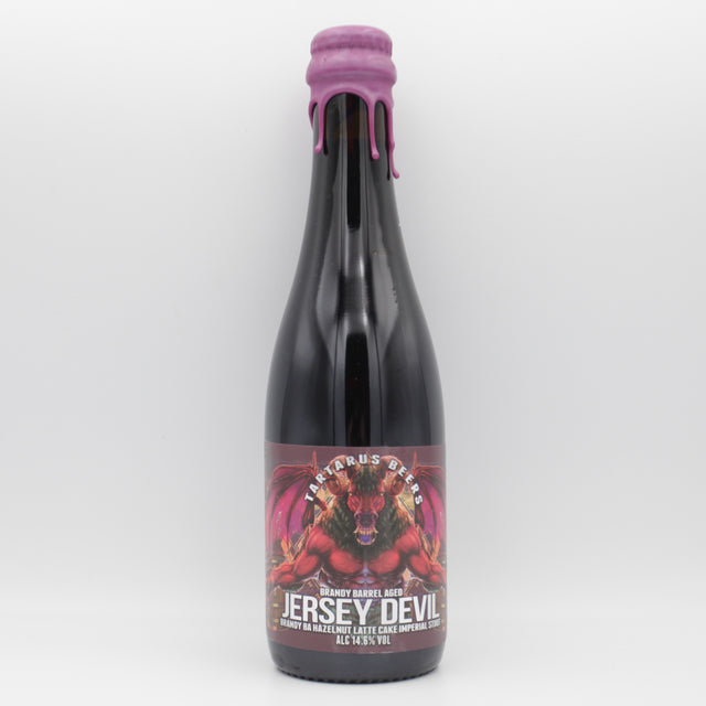 This is a bottle of Tartarus - Brandy Jersey Devil - 14.6% (375ml). It is a Imperial Stout / Porter craft beer available to buy from Ghost Whale, voted London's best craft beer shop.