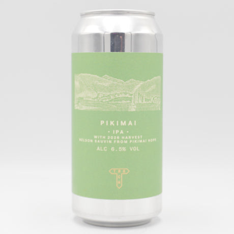 This is a can of Track - Pikimai - 6.5% (440ml). It is a IPA craft beer available to buy from Ghost Whale, voted London's best craft beer shop.
