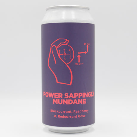 This is a can of Pomona Island - Power Sappingly Mundane - 5.5% (440ml). It is a Gose craft beer available to buy from Ghost Whale, voted London's best craft beer shop.