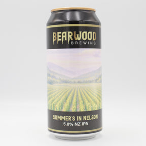 This is a can of Bearwood - Summer's In Nelson - 5.8% (440ml). It is a IPA craft beer available to buy from Ghost Whale, voted London's best craft beer shop.