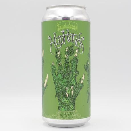 This is a can of Tired Hands - Hop Hands - 5.5% (473ml). It is a Pale Ale craft beer available to buy from Ghost Whale, voted London's best craft beer shop.