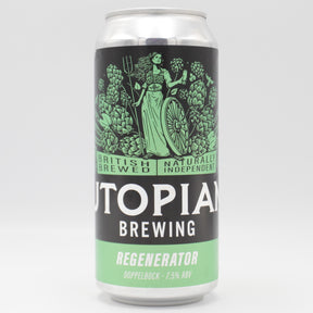 This is a can of Utopian - Regenerator - 7.5% (440ml). It is a Lager / Pilsner / Kölsch craft beer available to buy from Ghost Whale, voted London's best craft beer shop.