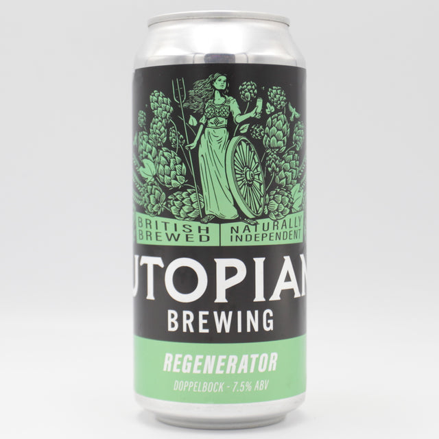 This is a can of Utopian - Regenerator - 7.5% (440ml). It is a Lager / Pilsner / Kölsch craft beer available to buy from Ghost Whale, voted London's best craft beer shop.