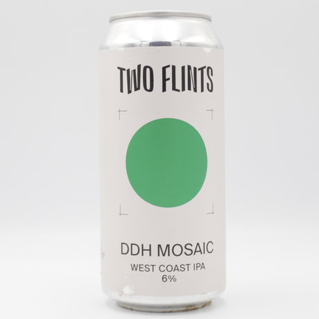 This is a can of Two Flints - DDH Mosaic - 6% (440ml). It is a IPA craft beer available to buy from Ghost Whale, voted London's best craft beer shop.