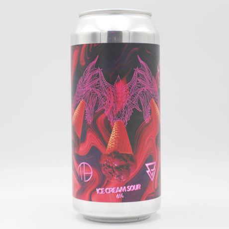 This is a can of Azvex / Mortalis - Hydra Scoop - 6% (440ml). It is a Sour craft beer available to buy from Ghost Whale, voted London's best craft beer shop.