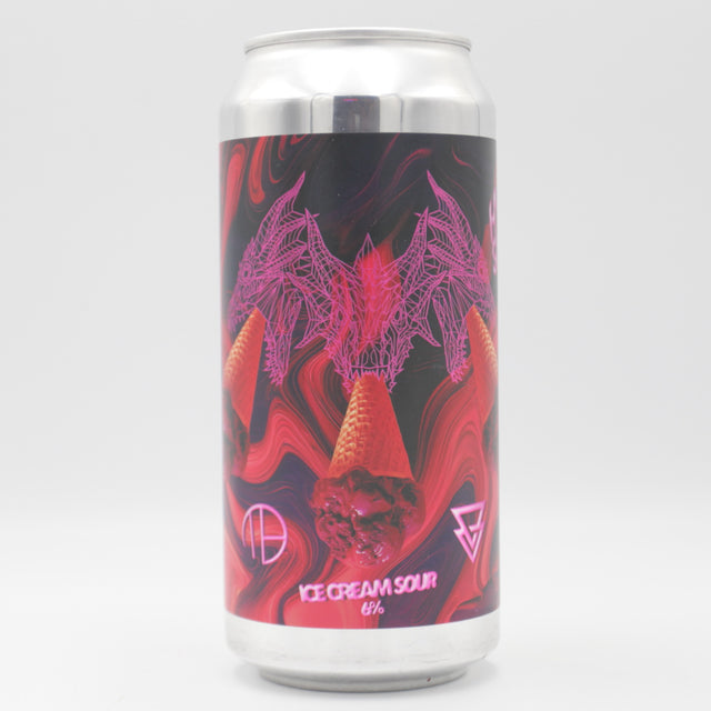 This is a can of Azvex / Mortalis - Hydra Scoop - 6% (440ml). It is a Sour craft beer available to buy from Ghost Whale, voted London's best craft beer shop.