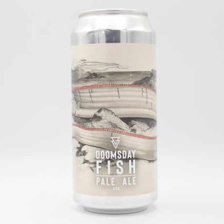 This is a can of Azvex - Doomsday Fish - 4.5% (440ml). It is a Pale Ale craft beer available to buy from Ghost Whale, voted London's best craft beer shop.