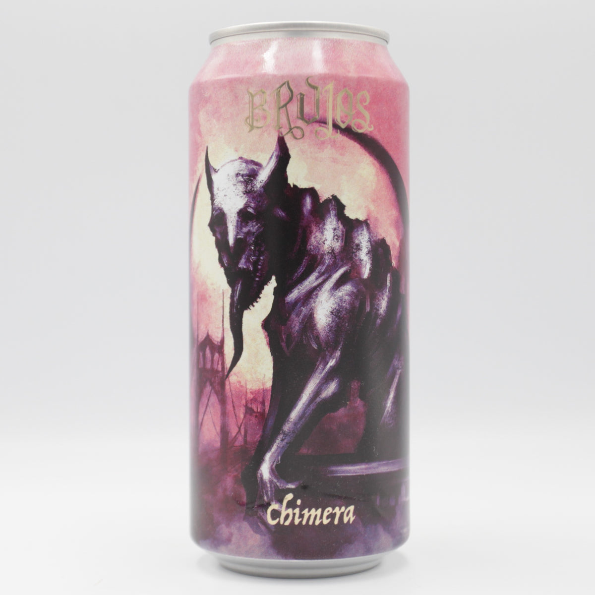 This is a can of Brujos - Chimera - 5.9% (473ml). It is a Pale Ale craft beer available to buy from Ghost Whale, voted London's best craft beer shop.