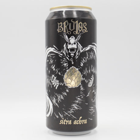 This is a can of Brujos - Sitra Achra - 9.2% (473ml). It is a Double IPA craft beer available to buy from Ghost Whale, voted London's best craft beer shop.