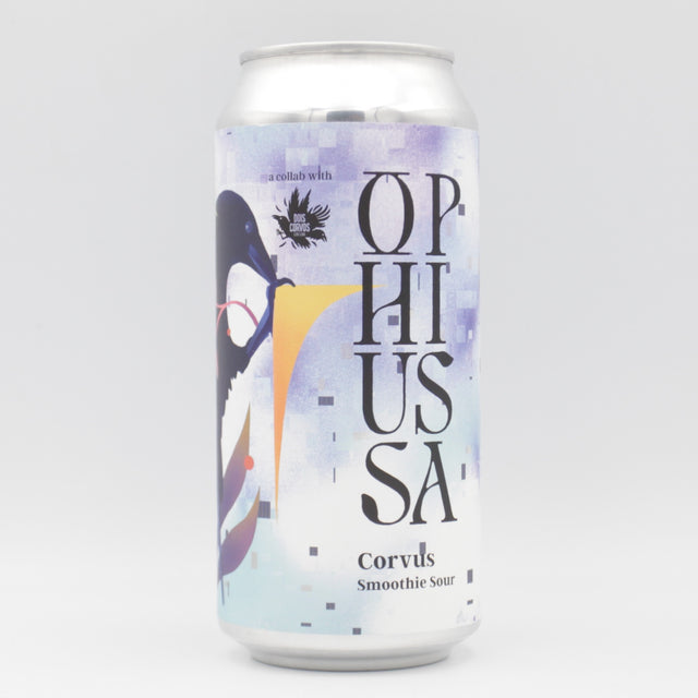 This is a can of Ophiussa / Dos Corvos - Corvus - 5% (440ml). It is a Sour craft beer available to buy from Ghost Whale, voted London's best craft beer shop.