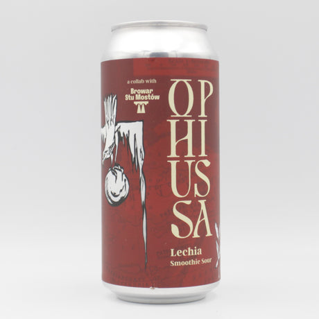 This is a can of Ophiussa / Stu Mostow - Lechia - 5% (440ml). It is a Sour craft beer available to buy from Ghost Whale, voted London's best craft beer shop.