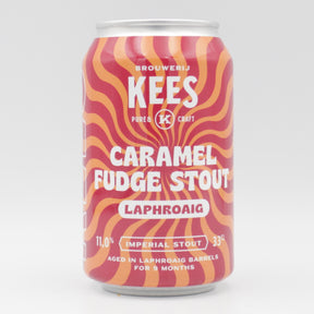 This is a can of Kees - Caramel Fudge Stout Laphroaig BA - 11% (330ml). It is a Imperial Stout / Porter craft beer available to buy from Ghost Whale, voted London's best craft beer shop.