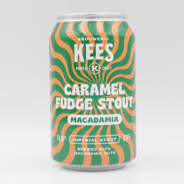 This is a can of Kees - Caramel Fudge Stout Macadamia - 11% (330ml). It is a Imperial Stout / Porter craft beer available to buy from Ghost Whale, voted London's best craft beer shop.