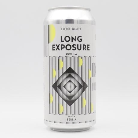 This is a can of Fuerst Wiacek - Long Exposure - 6.8% (440ml). It is a IPA craft beer available to buy from Ghost Whale, voted London's best craft beer shop.