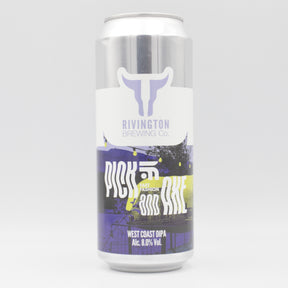 This is a can of Rivington / Fast Fashion - Pick And Axe - 8% (500ml). It is a Double IPA craft beer available to buy from Ghost Whale, voted London's best craft beer shop.