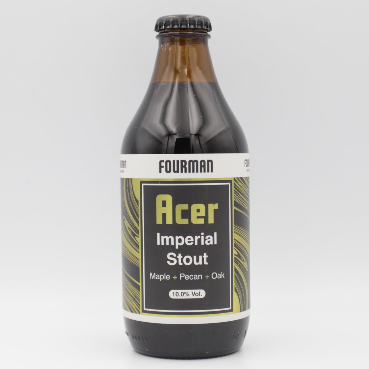 This is a bottle of Fourman - Acer - 10% (330ml). It is a Imperial Stout / Porter craft beer available to buy from Ghost Whale, voted London's best craft beer shop.