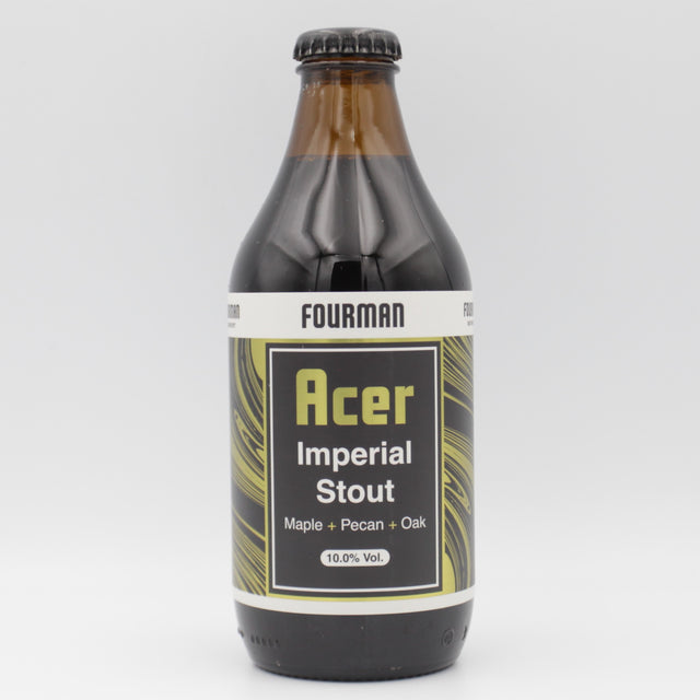 This is a bottle of Fourman - Acer - 10% (330ml). It is a Imperial Stout / Porter craft beer available to buy from Ghost Whale, voted London's best craft beer shop.