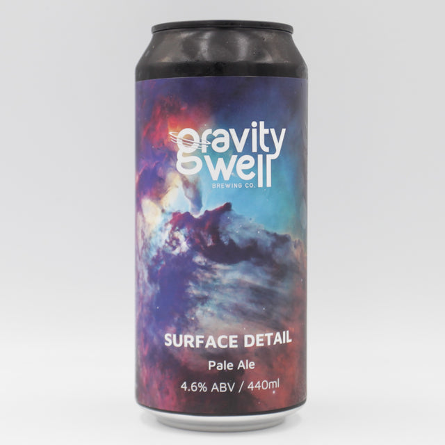 This is a can of Gravity Well - Surface Detail - 4.6% (440ml). It is a Pale Ale craft beer available to buy from Ghost Whale, voted London's best craft beer shop.