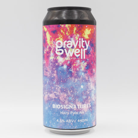 This is a can of Gravity Well - Biosignatures - 4.5% (440ml). It is a Pale Ale craft beer available to buy from Ghost Whale, voted London's best craft beer shop.