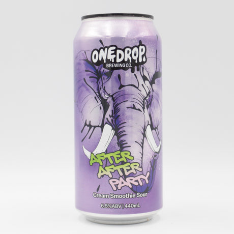 This is a can of One Drop / Samata - After After Party - 6.5% (440ml). It is a Sour craft beer available to buy from Ghost Whale, voted London's best craft beer shop.