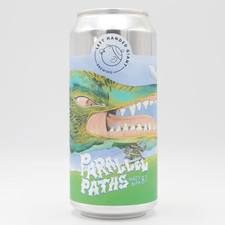 This is a can of Left Handed Giant - Parallel Paths - 8% (440ml). It is a Double IPA craft beer available to buy from Ghost Whale, voted London's best craft beer shop.