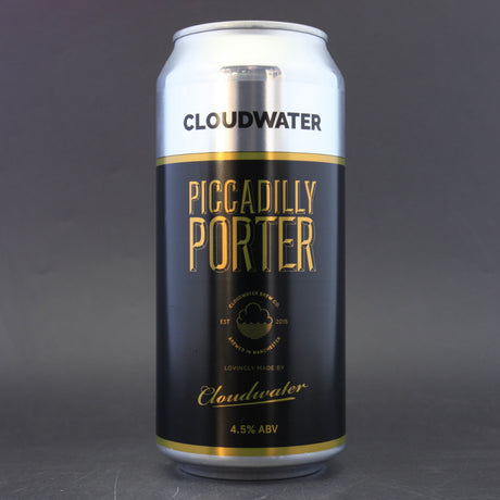 This is a can of Cloudwater - Piccadilly Porter - 4.5% (440ml). It is a Stout / Porter craft beer available to buy from Ghost Whale, voted London's best craft beer shop.