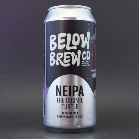 This is a can of Below Brew Co - The Cosmic Turtle - 0.5% (440ml). It is a IPA craft beer available to buy from Ghost Whale, voted London's best craft beer shop.