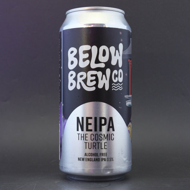 This is a can of Below Brew Co - The Cosmic Turtle - 0.5% (440ml). It is a IPA craft beer available to buy from Ghost Whale, voted London's best craft beer shop.
