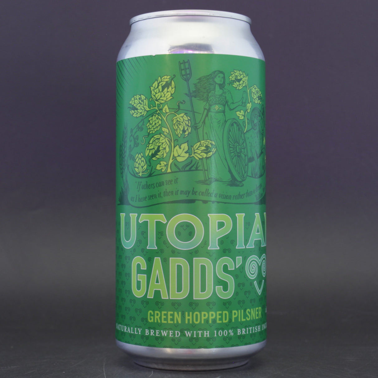 This is a can of Utopian - Green Hopped Pilsner: 2024 - 5% (440ml). It is a Lager / Pilsner / Kölsch craft beer available to buy from Ghost Whale, voted London's best craft beer shop.