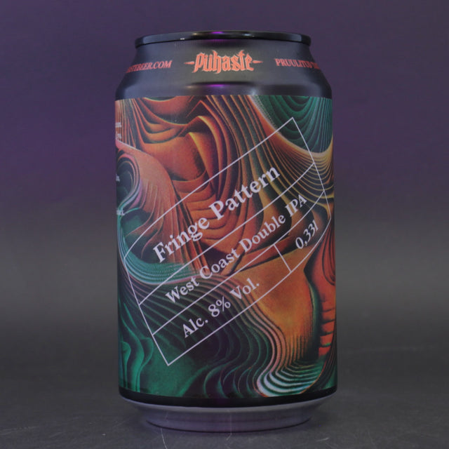 This is a can of Puhaste / Finback - Fringe Pattern - 8% (330ml). It is a Double IPA craft beer available to buy from Ghost Whale, voted London's best craft beer shop.