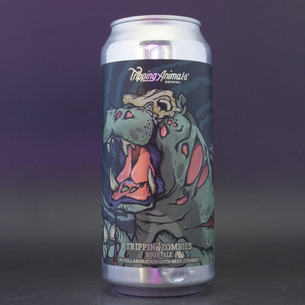 This is a can of Tripping Animals - Tripping Zombies - 6% (473ml). It is a Sour craft beer available to buy from Ghost Whale, voted London's best craft beer shop.