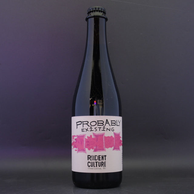 This is a bottle of Resident Culture - Probably Existing  - 13% (500ml). It is a Imperial Stout / Porter craft beer available to buy from Ghost Whale, voted London's best craft beer shop.