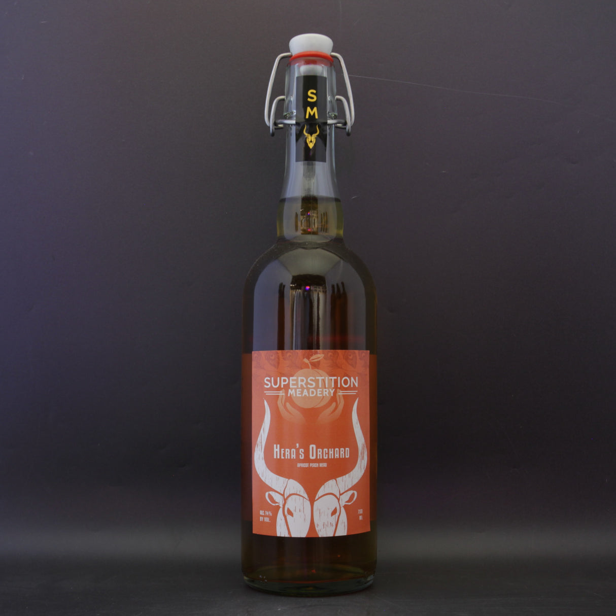 This is a sharing bottle of Superstition Meadery - Hera's Orchard - 14% (750ml). It is a  craft mead available to buy from Ghost Whale, voted London's best craft beer shop.