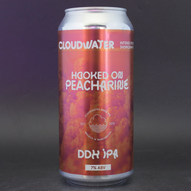 This is a can of Cloudwater - Hooked On Peacharine - 7% (440ml). It is a IPA craft beer available to buy from Ghost Whale, voted London's best craft beer shop.