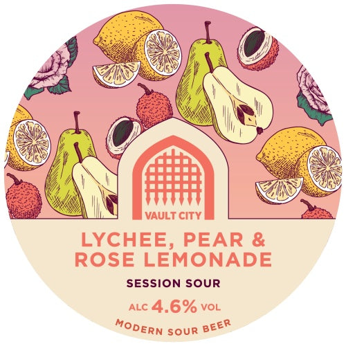 This is a crowler of CROWLER - Vault City - Lychee, Pear & Rose Lemonade - 4.6% (500ml). It is a Sour craft beer available to buy from Ghost Whale, voted London's best craft beer shop.