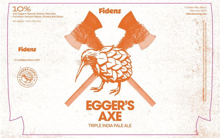This is a can of *PRE-ORDER* Fidens - Egger's Axe - 10% (473ml). It is a Triple IPA craft beer available to buy from Ghost Whale, voted London's best craft beer shop.