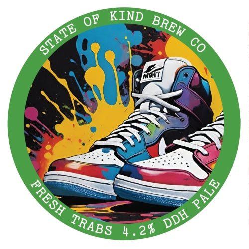 This is a crowler of CROWLER - State Of Kind - Fresh Trabs - 4.2% (500ml). It is a Pale Ale craft beer available to buy from Ghost Whale, voted London's best craft beer shop.