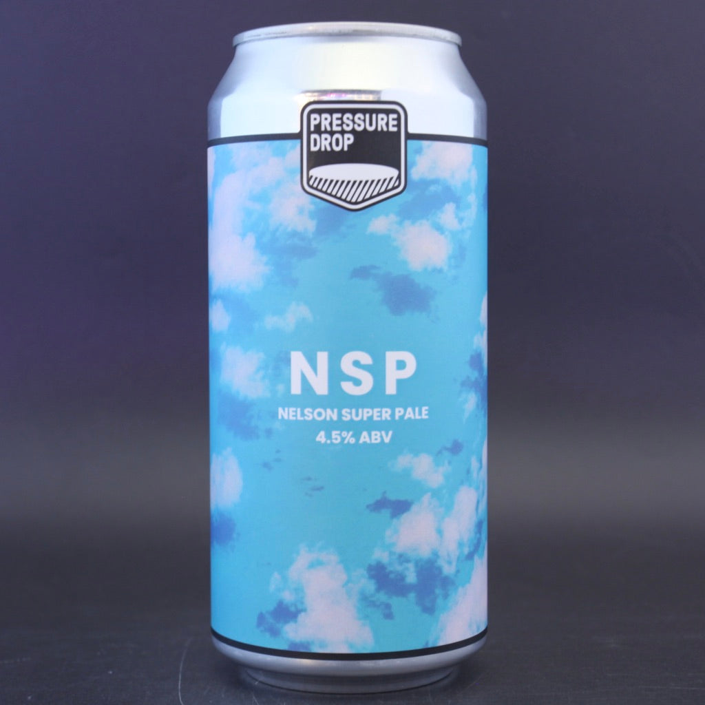 This is a can of Pressure Drop - NSP - 4.5% (440ml). It is a Pale Ale craft beer available to buy from Ghost Whale, voted London's best craft beer shop.